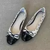 Zapatos Planos para Mujer con Lazo de Lunares de Tacón Bajo 2026 Verano Estilo Francés Zapatos Planos de Ballet Suela Suave Versátiles Zapatos de Abuela