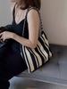 Bolso de Lona con Rayas de Diseñador para Mujer 2024 Nuevo Verano Gran Capacidad Cadena de Hombro de Alta Calidad