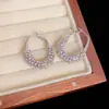 Pendientes de Aro Elegantes de Moda Estilo Francés Lujo Ligero con Circonita para Mujer con Diseño Único y Versátiles Aro Súper Brillante Venta al por Mayor