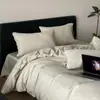 Conjunto de Luxo 100% Algodão de Fibra Longa Jacquard com Quatro Peças Lençol de Cama e Capa de Edredom de Algodão Puro Estilo Nórdico de Luxo Leve Roupa de Cama