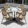 Juego de Mesa y Sillas de Exterior Estilo Francés para Jardín, Patio de Ocio, Balcón para Cafeterías y Tiendas de Té con Leche, Juego de Mesa y Sillas de Mimbre Vintage para Exteriores