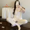 Yunduo Algodón Nuevo Lindo Pijama para Mujer 2026 Verano Delgado Manga Corta Conjunto de Tres Piezas Dibujos Animados Pony Ropa de Casa Disparo Real
