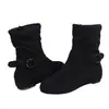Botas femininas de outono e inverno de tamanho grande, com salto baixo, de camurça, para comércio exterior, para Amazon, Wish e lojas online independentes