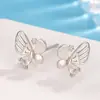 Brincos de Borboleta Vazada Dançante com Zircônia Estilo Coreano Frescos e Fashionáveis Estilo para Roupas de Trabalho Joia de Orelha Exquisita e Fofa