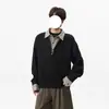 Nuevo a cuadros engrosados patchwork falso dos piezas para hombre marca de moda retro diseño juvenil sentido versátil casual holgado manga larga