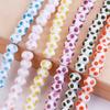 Porcelana con Esmalte de Flor Punto de Ola Agujero Grande Patrón de Cuentas Cerámicas Agujero de Fútbol Accesorios para Pulsera Collar DIY