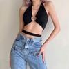 Chaleco Delgado Color Sólido 2025 Color Puro Recorte Moda Trendy Halter Ropa de Mujer