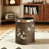 Nuevo cubo de basura de cuero de alto valor para sala de estar en casa, estilo Song chino, papelera de lujo ligero para habitación de hotel