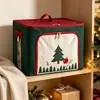 Caja de Almacenamiento Navideña Personalizada para Ropa del Hogar, Plegable con Asa, Organizador de Armario, Caja de Almacenamiento de Tela Bordada Festiva