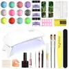 Kit de Polvo Acrílico Venta al por Mayor Transfronteriza Set de Arte de Uñas de Polvo de Cristal con Lámpara y Herramientas Set Completo de Accesorios
