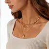 Collar de Perlas con Cadena de Amor Multicapa Estilo Europeo y Americano con Colgante de Corazón Abrible para Mujer, Joyería Transfronteriza al por Mayor