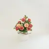Maceta Pequeña de Cuerda de Cáñamo Maceta Simulada de Flor de Rosa Decoración para el Hogar y la Oficina Adornos de Escritorio para Interiores Plantas Artificiales Venta al por Mayor