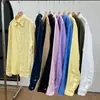 [Talla real, sin encogimiento] Camisa X-1983 de lino para lluvia y rocío francés con cuello bordado, camisa de lino con acabado lavado