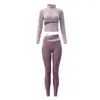 Conjunto de Yoga para Mujer 2026 Nuevo Estilo Chaqueta de Manga Larga Ropa de Pilates y Fitness Cintura Alta Levantamiento de Glúteos Deporte Running Conjunto de Dos Piezas
