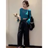 Suéter casual de tricô com gola redonda, elegante e suave, em laranja, tamanho único, disponível em azul, off-white e rosa
