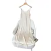 Nuevo vestido camisola de jacquard de acetato estilo chino ligero estilo nacional para mujer, vestido largo sin mangas de corte ajustado con cuello en V, adecuado para usar en capas