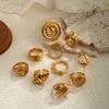 Anillo Abierto Exagerado de Caracola de Oro de 18K Transfronterizo Europeo y Americano Anillo Brillante de Gama Alta Anillo Decorativo Espiral Amazon