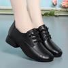 Nuevos zapatos de cuero pequeños para mujer de estilo británico elegante e intelectual con tacón grueso, color liso, suela suave, zapatos de mujer, zapatos de un solo paso