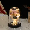 Rosa Personalizada Flor Eterna Tampa de Vidro para Desktop Ornamento de Luz Noturna Sabonete Presente Flor de Sabão Buquê Que Não Murcha
