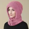 Gorro con capucha de una pieza de invierno para mujer para madres de mediana edad y mayores, forro grueso de forro polar para abrigar, gorro de lana para ciclismo, polaina cortavientos para el cuello, gorro de punto