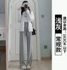 Pantalones Negros Delgados de Protección Solar de Verano para Mujer, de Cintura Alta, Pierna Ancha, Pierna Recta Holgada, Pantalones Casuales de Yoga Suaves
