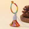 Fivela de Argola Colorida em Degradê Chaveiro de Franja Curto e Robusto Estilo Xizang Pingente Charme para Mochila Acessório para Corrente de Celular Venda por Atacado