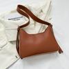 Bolsa de Ombro Messenger Retro Simples Elegante Cor Sólida para Mulheres Inverno 2023 Nova Bolsa Tote Versátil Estilo Ins