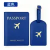 Conjunto de Etiquetas de Bagagem Couro PU Pingente de Viagem Cartão de Identificação de Bagagem Porta-Etiquetas Placa Anti-perda Cartão de Embarque Avião