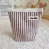 Bolsa de almacenamiento cosmético de algodón teñido a rayas de 0,5 cm Bolsa de almacenamiento diaria para viajes Bolsa de almacenamiento para labiales Bolsa rayada