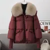 Chaqueta de invierno acolchada gruesa corta para mujer 2026 con cuello grande de pelo, abrigo estilo coreano