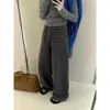 Pantalones Casuales de Pierna Ancha Rayados Estilo Coreano Estilo Perezoso con Cordón Cintura Elástica Nuevo para Principios de Primavera Todo Fósforo Arrastre Pantalones de Verano para Mujer