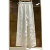 Calça Feminina de Veludo Estilo Chinês Novo Transfronteiriça Primavera 2024 Nova Macia Elástica Solta Doseamento Versão Estreita Reta Larga Tendência