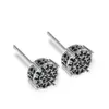 Brincos Estilo Europeu e Americano de Zircônia Redonda com Quatro Garras Micro-Incustados Totalmente Cravejados de Diamante Gipsofila Brincos de Moda Hip-Hop Joia de Orelha Versátil