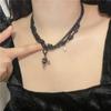 Colar Punk Multicamadas de Subcultura Colar de Design de Nicho Feminino Corrente Clavicular com Pingente Colar Sexy Escuro