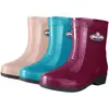 Botas de lluvia de algodón hasta la mitad de la pantorrilla, antideslizantes y forradas de polar, cubrezapatos impermeables, cubrezapatos de goma, botas de agua, calzado de mujer moderno, apto para uso en la cocina, cálido y duradero