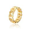 Anillo Cubano Brillante de 8mm de Hip-Hop Europeo y Americano Transfronterizo Accesorios Anillo para Hombre Sencillo y a la Moda Cobre Chapado en Oro de 18K Venta al por Mayor