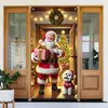 Decoração de porta natalina da Amazon Cross-Border com Papai Noel, presente para a porta, decoração de festa de Natal, tecido para fundo de ambiente.