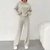 Conjunto de dos piezas para mujer 2026, transfronterizo europeo y americano, nuevo y cómodo, sudadera con capucha de manga larga y pantalones de pierna ancha para el hogar