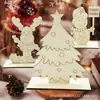 Decoraciones Navideñas Pintura Infantil Blanco Crudo DIY Tablero de Madera Inserto de Madera Papá Noel Adornos de Escritorio Venta al por Mayor
