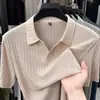 Camisa Polo de Verano para Hombre Estilo Nuevo Cuello Gaviota Manga Corta Estilo Sencillo Color Sólido Casual Top de Alta Calidad para Hombre