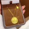 Popular Joyería Chapada en Oro con Diseño de Cristal de Hielo, Collar con Colgante Redondo Símbolo de Fortuna, Atrae Riqueza, Moderno, Lujo Ligero, Sensación de Alta Gama, Al por Mayor