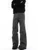 Calça Jeans Plissada para Trabalho Masculina, Calça Reta Solta de Perna Larga Estilo Americano High Street, Calça Casual Paratrooper Versátil da Moda