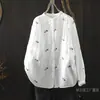 Entrega Directa de Fábrica 2026 Nueva Blusa Elegante para Mujer, Gasa de Algodón de Doble Capa de Primavera, Bordado Floral Artístico, Exquisita y Versátil