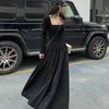 Vestido Cuadrado de Punto para Mujer, Estilo Francés, Ajustado, Manga Larga, Otoño e Invierno, Directo de Fábrica, Transfronterizo