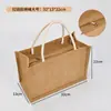 Bolsa de arpillera al por mayor en stock Bolsa de yute para compras DIY Bolsa de mano con cremallera ecológica Bolsa de arpillera con patrón imprimible