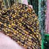 Cuentas redondas de piedra de ojo de tigre con cara cortada, 2, 3 y 4 mm, hechas a mano, joyería artesanal al por mayor