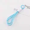 Cordón trenzado de doble hilo en colores bloqueados estilo coreano, llavero de cuentas hecho a mano para bricolaje, accesorio de cuerda anticaída