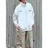 Sudadera con media cremallera de peso pesado para otoño para hombre Estilo High Street Europeo y Americano Chaqueta con letras bordadas y cuello alto Ropa exterior de retazos a rayas