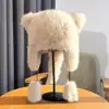 Frete Grátis Chapéu Fofo de Cauda de Guaxinim Chapéu Quente para Outono e Inverno com Proteção para as Orelhas Chapéu à Prova de Vento e Proteção contra o Frio Chapéu de Pele de Pelúcia
