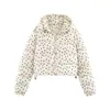 Fabricante de ropa de mujer transfronteriza al por mayor 2026 nueva chaqueta corta de algodón con capucha casual holgada estilo europeo y americano con lunares
